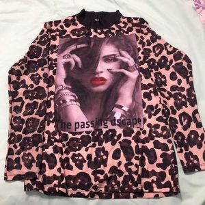 Animal prints mock neck top
